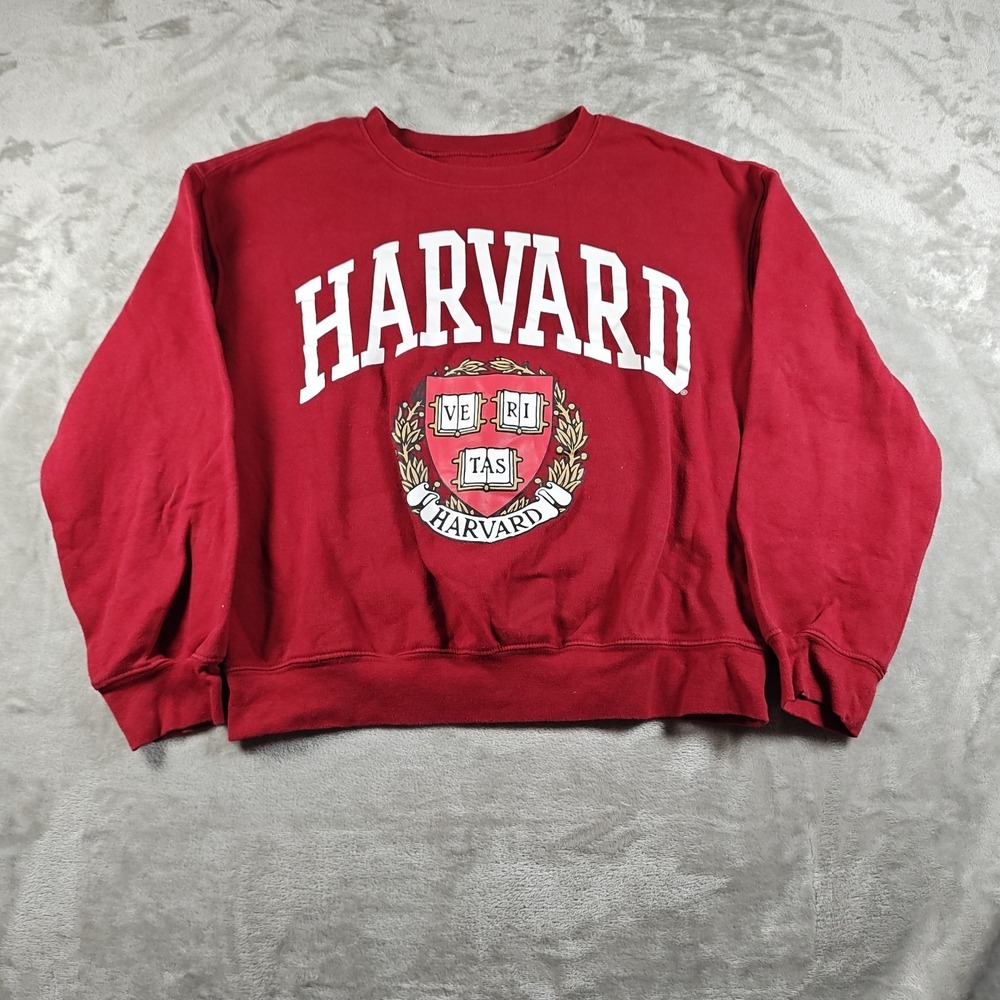Harvard Sweatshirt Mens Medium Red Crimson Crest Veritas Ivy League Pullover